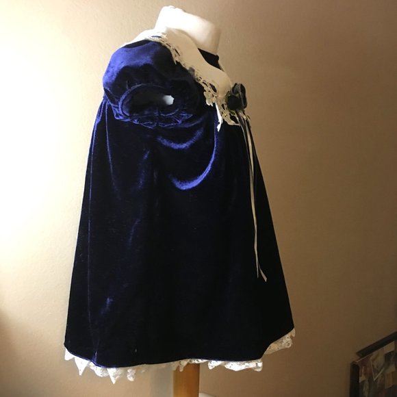 RARE EDITIONS Blue Velvet Dress with Matching Headband NEW WITH TAGS! - Picture 6 of 13